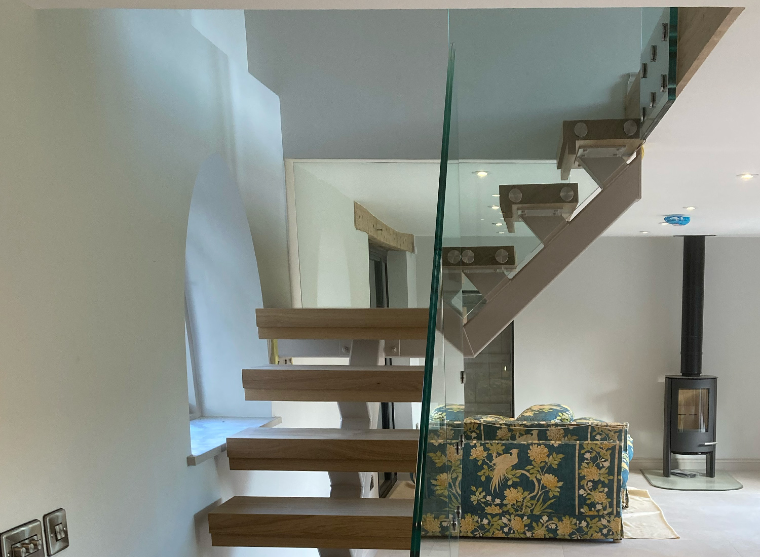 Bespoke Staircase Manufacturer 6 Bespoke metal-and-glass staircase with oak treads and a