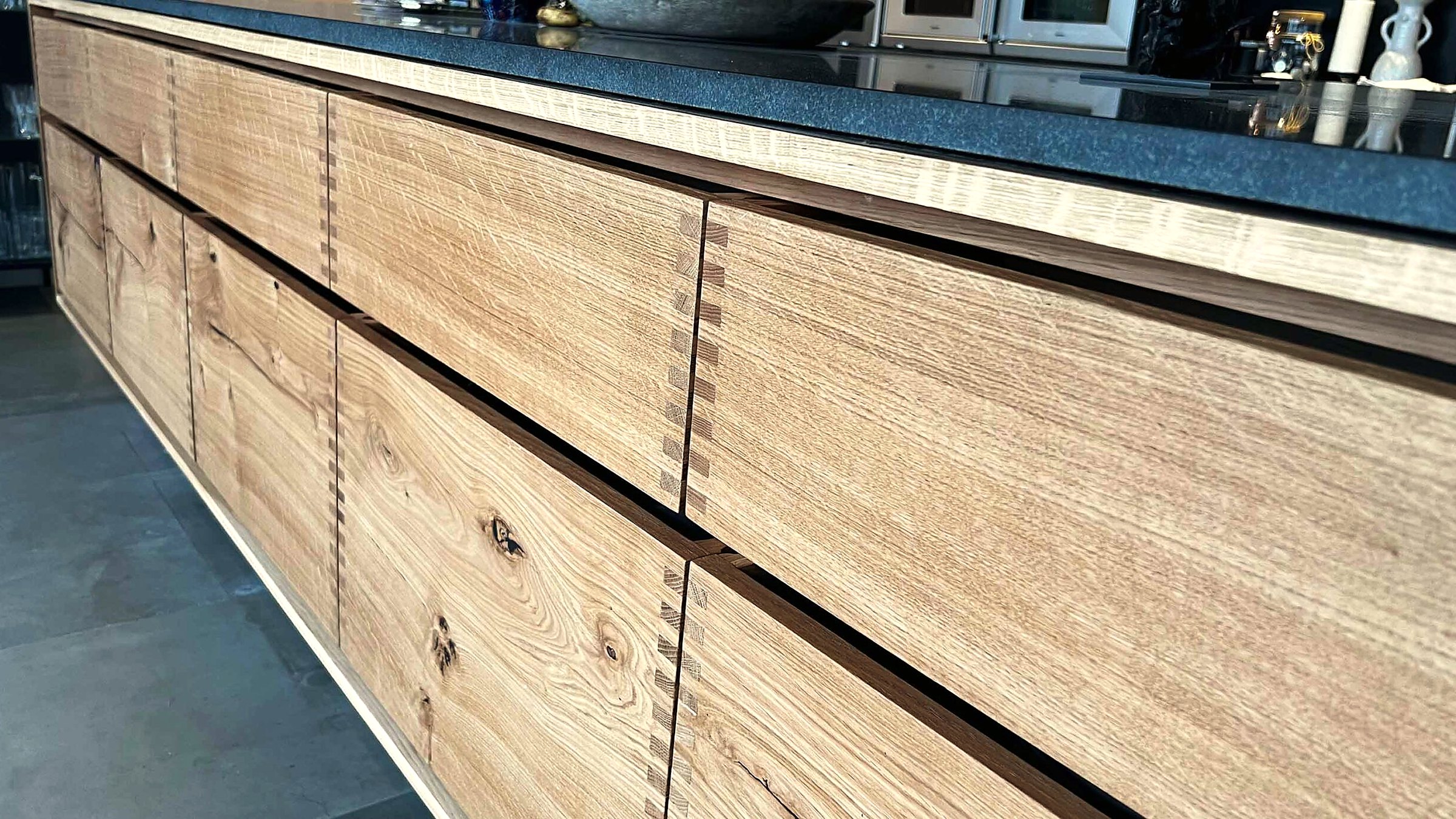 Bespoke Kitchen Worktops — Solid Wood, Stone & Composite, Hand-Fitted 6 Hand-made bespoke kitchen drawers