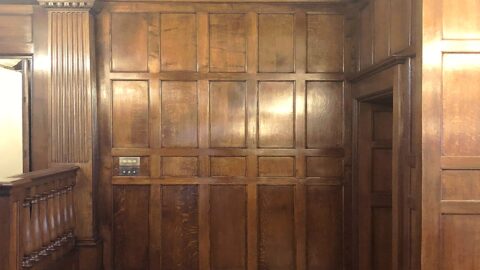 French polished oak panelling