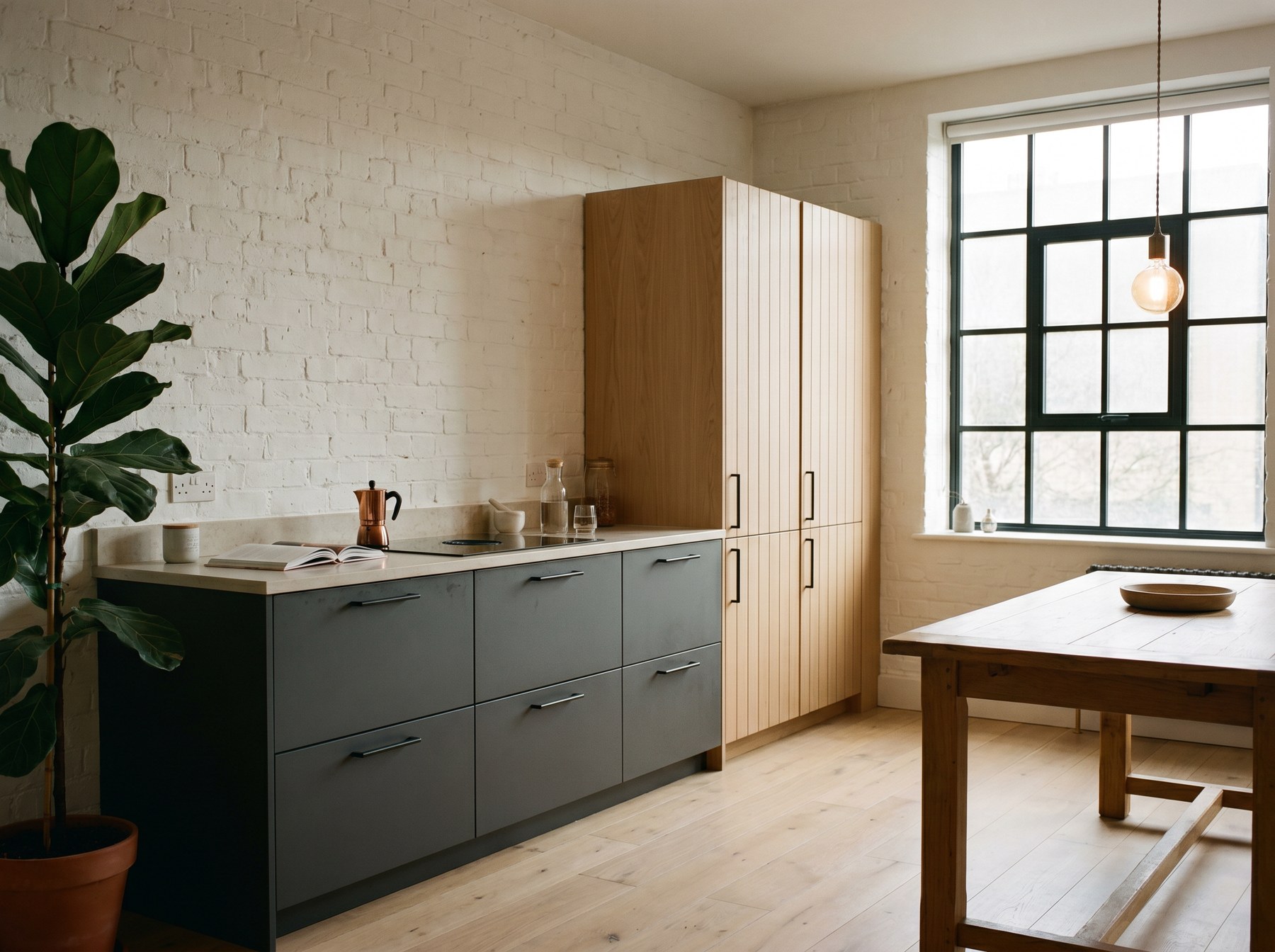 Bespoke Scandi Kitchens — Hand-Made in Oak 5 Charcoal and oak Scandi kitchen design inspiration