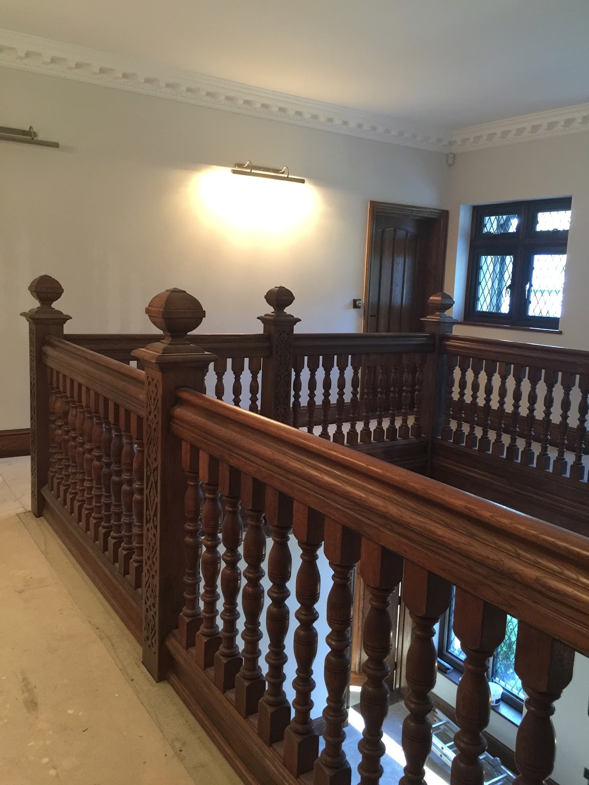 Bespoke Staircase Manufacturer 9 Traditional carved timber staircase with turned spindles and newel post — bespoke joinery by Reeve & Co, Kent