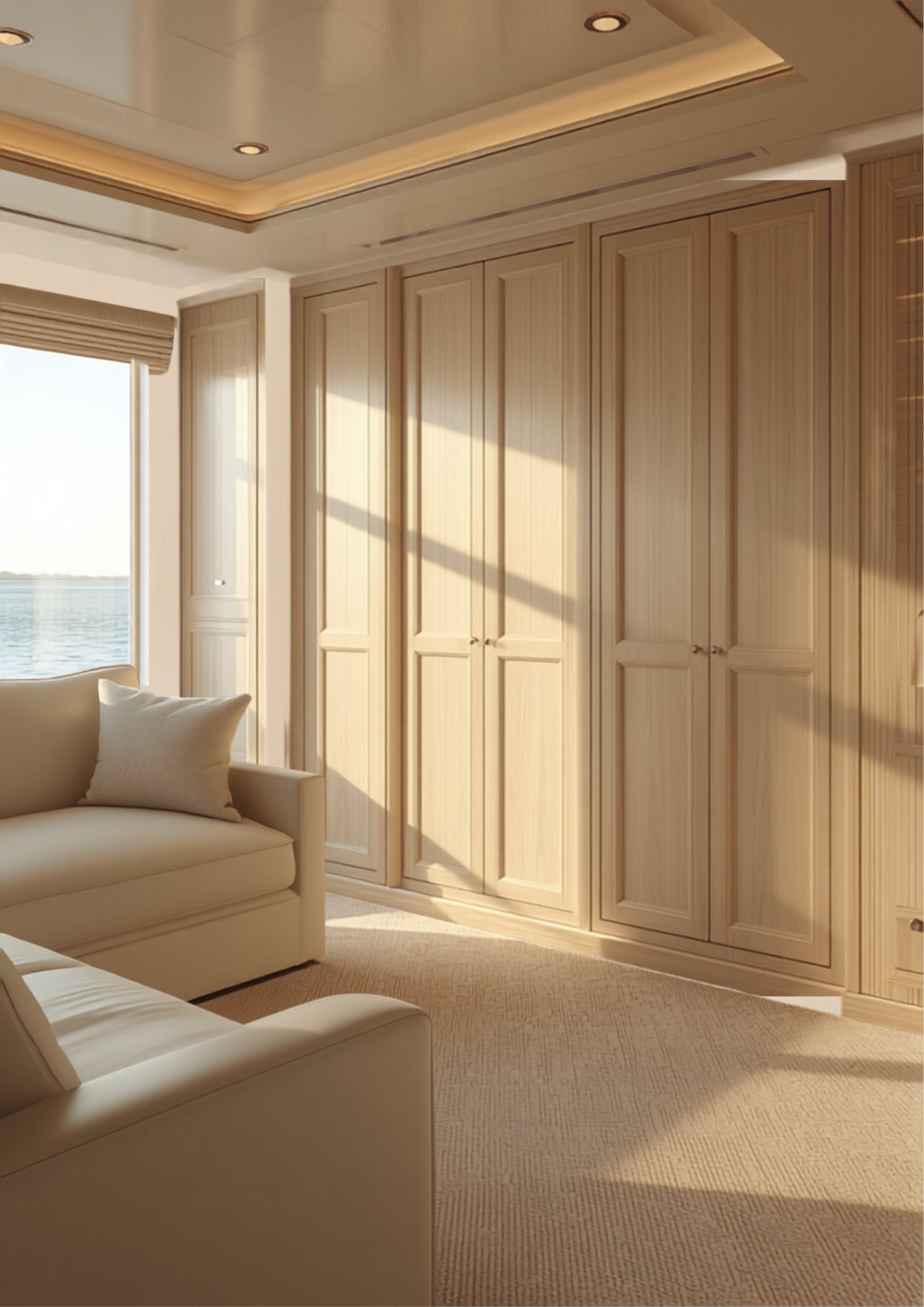 International Clients & Yachts 5 Yacht master cabin with bespoke fitted wardrobes — concept visualisation