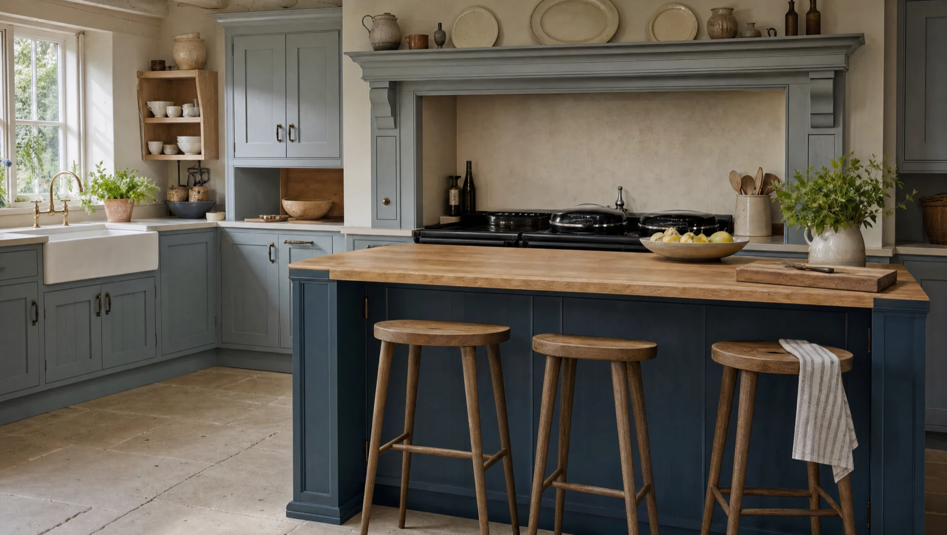 Home 5 Bespoke farmhouse kitchen with an island and breakfast bar