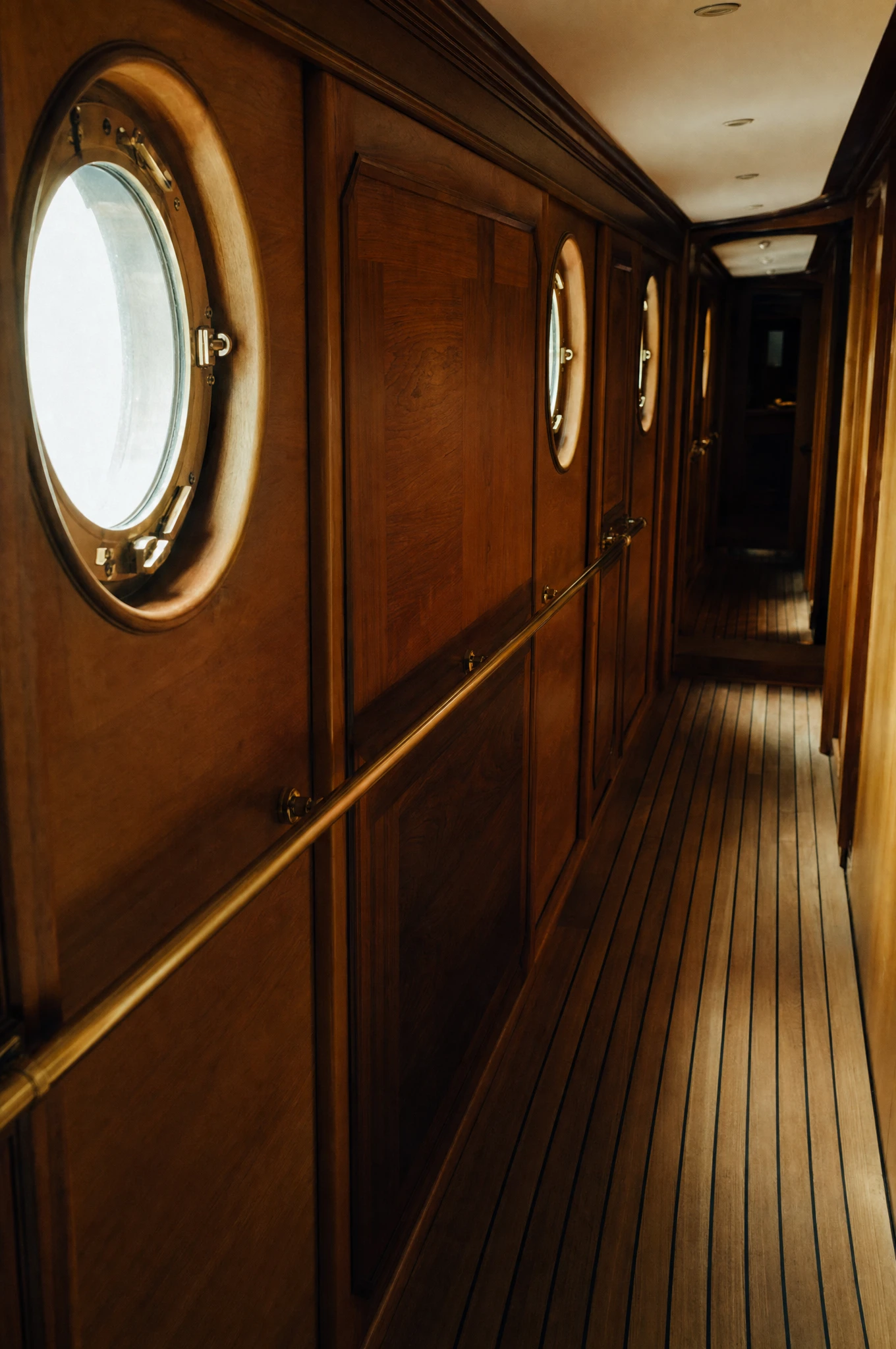 Panelled companionway joinery aboard a superyacht — Reeve & Co design study